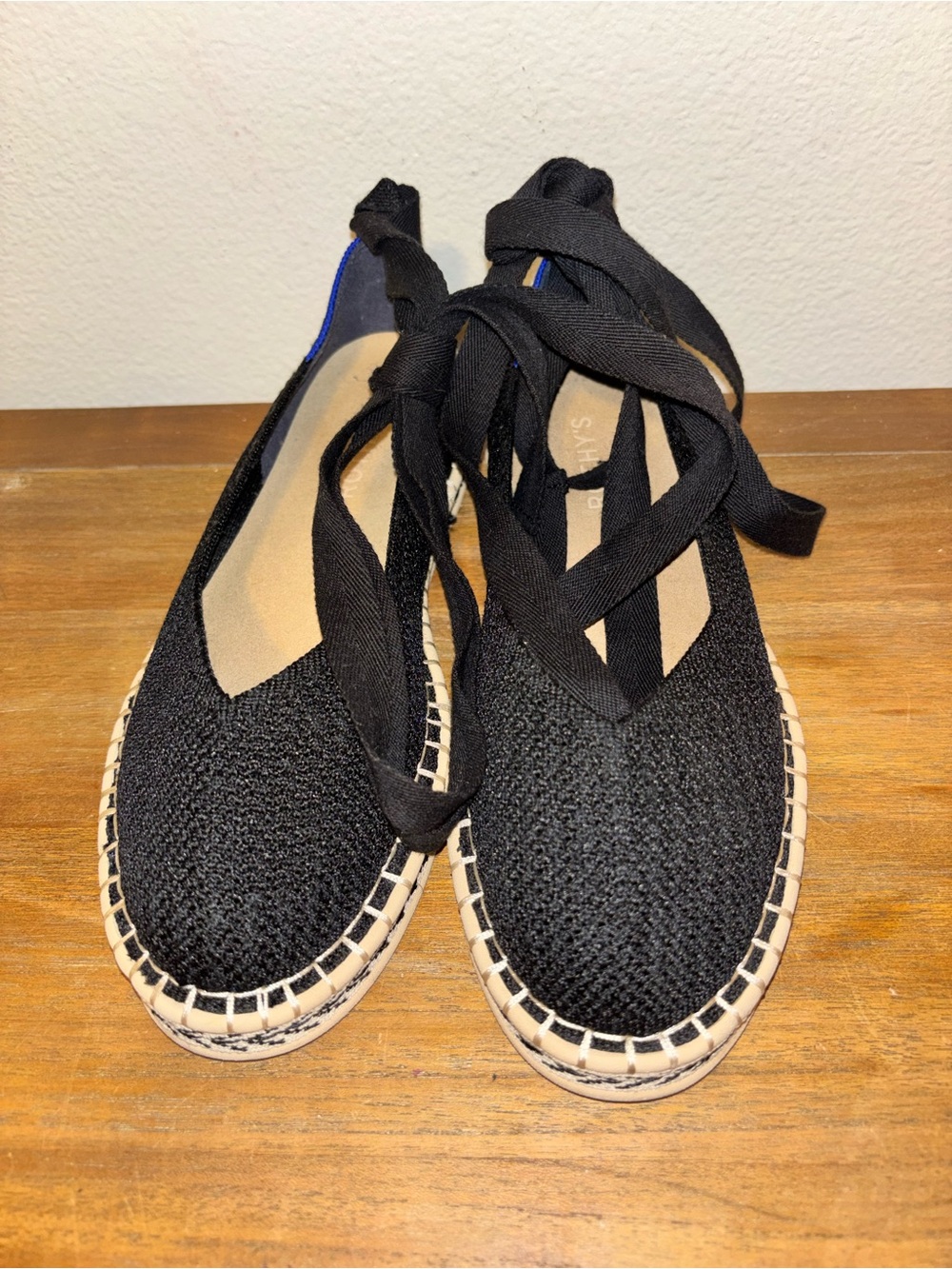 Rothy's The Espadrille Black Lace Up Shoes Excellent - Picture 3 of 7